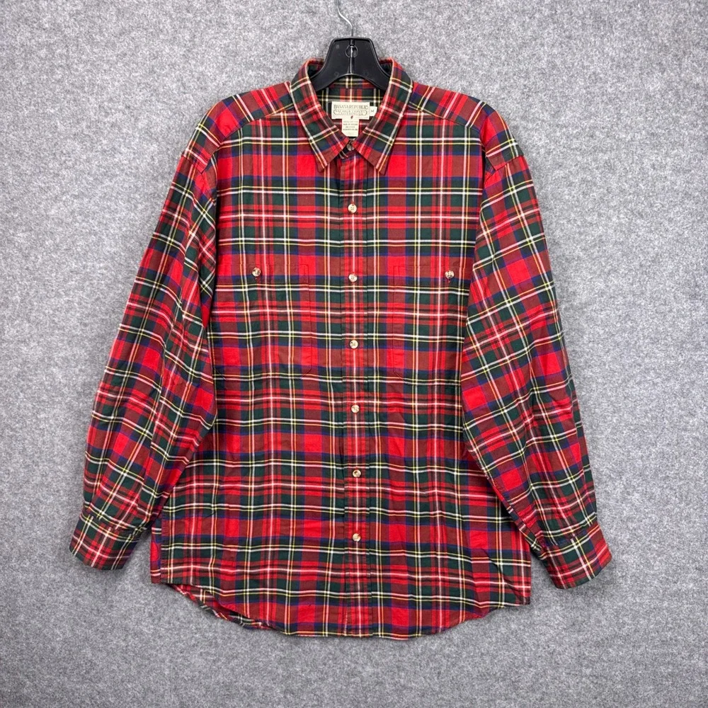 Banana Republic Vintage Safari & Travel Co Mens Red Tartan Plaid Cotton Shirt M